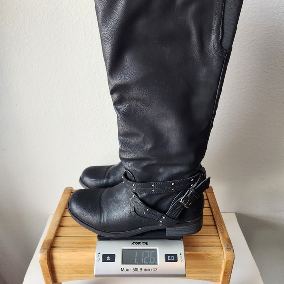 XOXO Womens Myles‎ Tall Biker Riding Boots Knee High Black Size 8M Block Heel - Picture 14 of 14